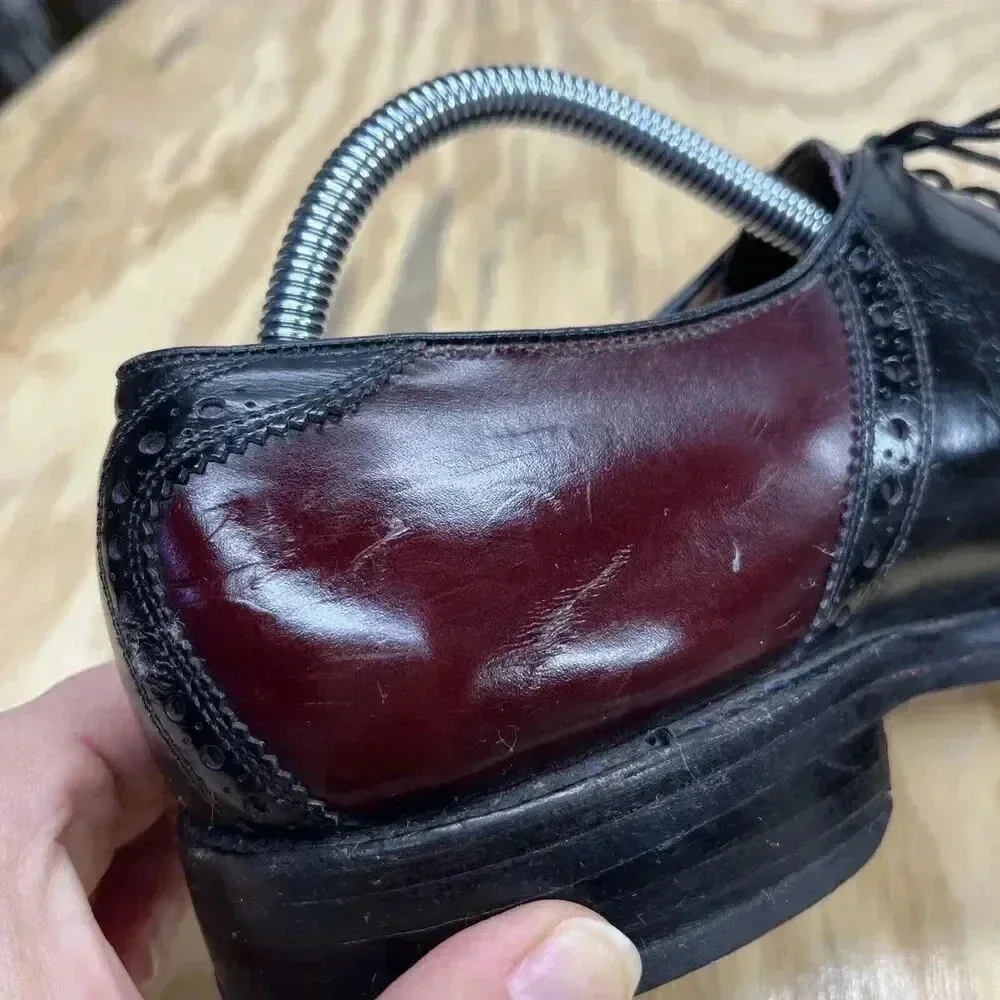 Allen Edmonds Polo Burgundy Black Leather Saddle Oxford Dress Shoe Size 9.5 A